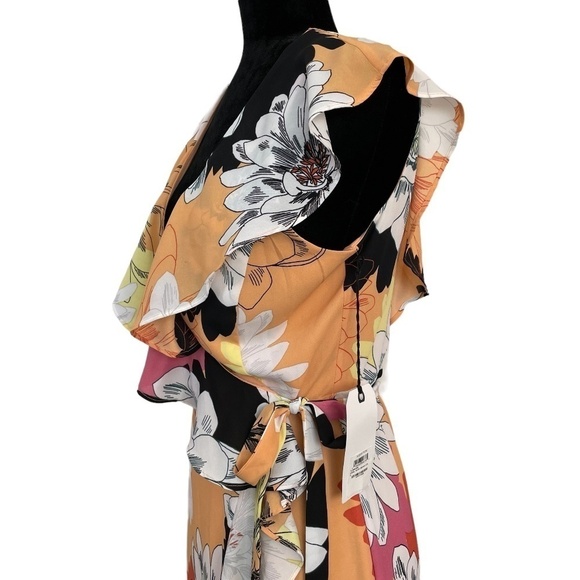 LEITH Dress Floral Wrap Lower Back High Low Front Lined Size S Cocktail NEW - Picture 15 of 16